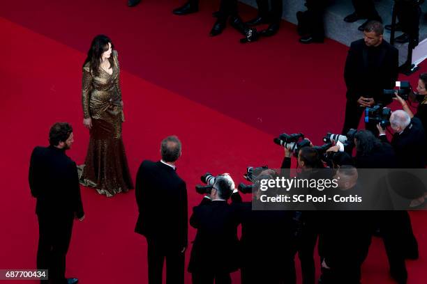 Mistress of Ceremony Monica Bellucci attends the 70th Anniversary of the 70th annual Cannes Film Festival at Palais des Festivals on May 23, 2017 in...