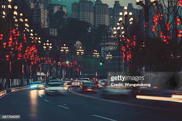 street in the night - chongqing stock pictures, royalty-free photos & images