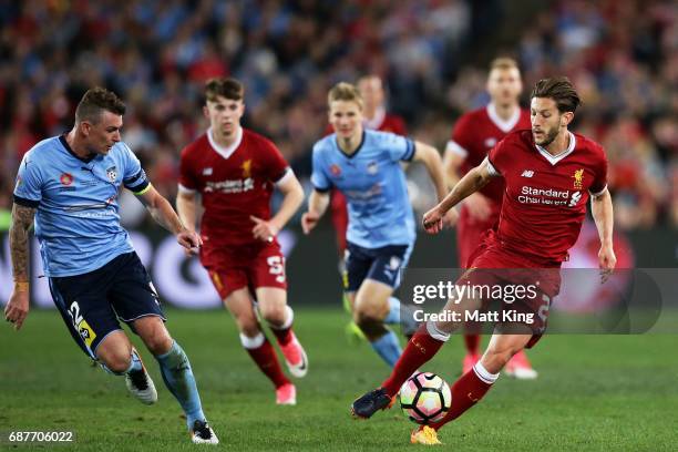 Adam Lallana of Liverpool controls the ball during the International Friendly match between Sydney FC and Liverpool FC at ANZ Stadium on May 24, 2017...