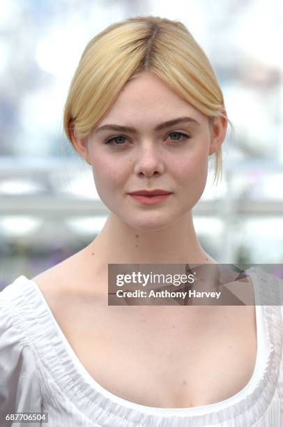 Elle Fanning attends the "The Beguiled" Photocall during the 70th annual Cannes Film Festival at Palais des Festivals on May 24, 2017 in Cannes,...