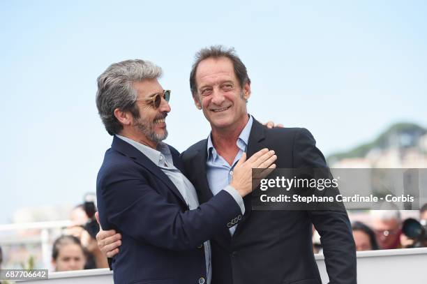 Ricardo Darin and Vincent Lindon attend the "Rodin" photocall during the 70th annual Cannes Film Festival at Palais des Festivals on May 24, 2017 in...