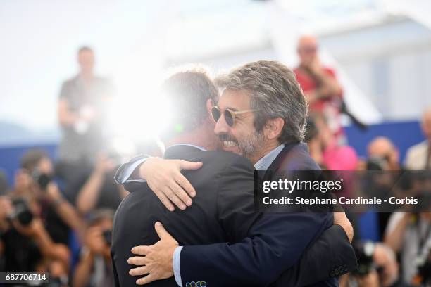 Ricardo Darin and Vincent Lindon attend the "Rodin" photocall during the 70th annual Cannes Film Festival at Palais des Festivals on May 24, 2017 in...