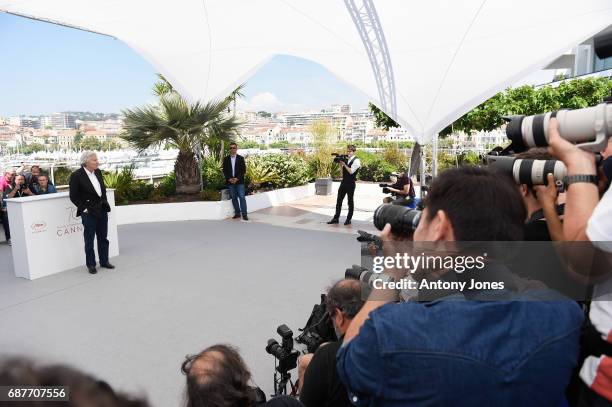 Director Jacques Doillon attends the "Rodin" photocall during the 70th annual Cannes Film Festival at Palais des Festivals on May 24, 2017 in Cannes,...