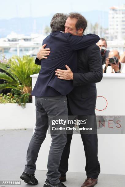 Ricardo Darin and Vincent Lindon attend the "Rodin" photocall during the 70th annual Cannes Film Festival at Palais des Festivals on May 24, 2017 in...