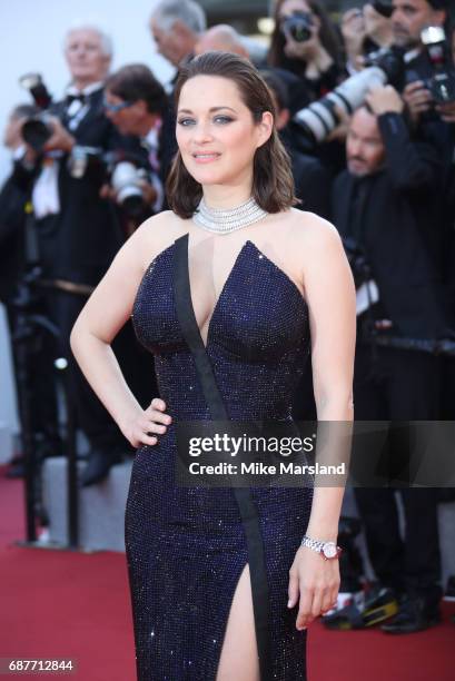 Marion Cotillard attends the 70th Anniversary screening during the 70th annual Cannes Film Festival at Palais des Festivals on May 23, 2017 in...