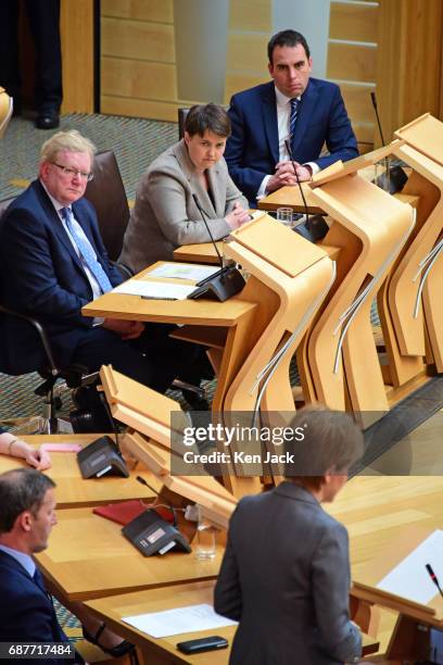 Scottish First Minister Nicola Sturgeon makes a statement in the Scottish Parliament on security in Scotland in the aftermath of the Manchester...