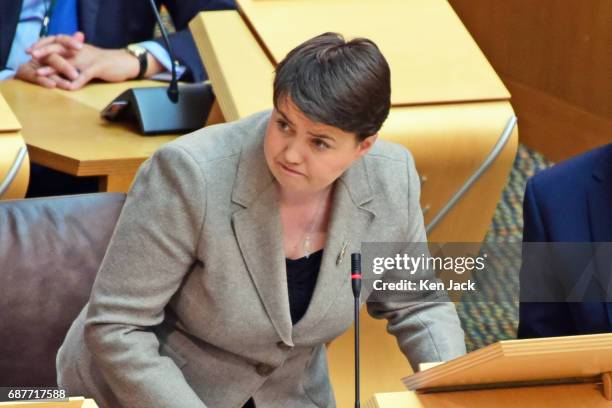 Scottish Conservative leader Ruth Davidson responds to a statement by First Minister Nicola Sturgeon in the Scottish Parliament on security in...