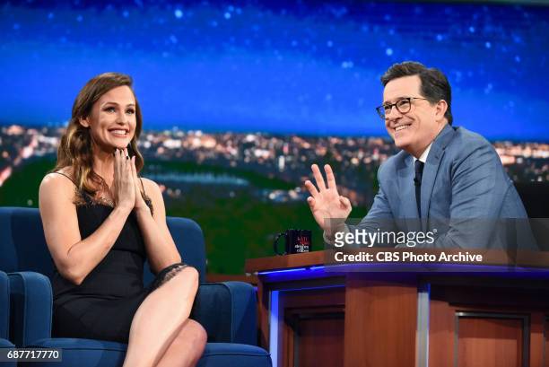 The Late Show with Stephen Colbert and Guest Jennifer Garner during Friday's May 19, 2017 show in New York.