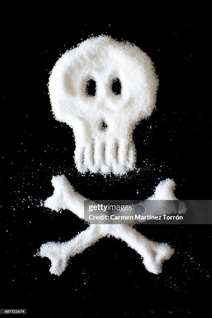 Skull and crossbones made of sugar or salt