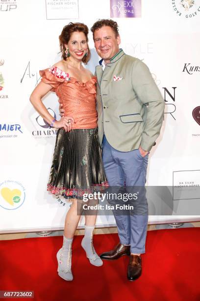 Dirndl Desinger Lola Paltinger and her partner Andi Meister attend the Kempinski Fashion Dinner on May 23, 2017 in Munich, Germany.