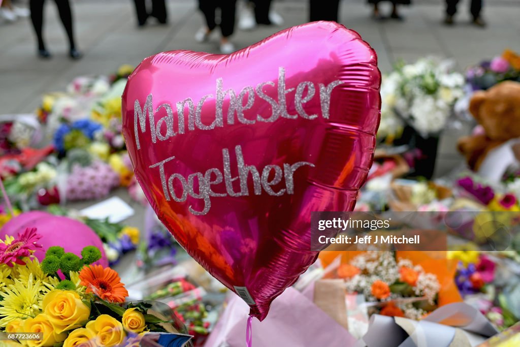 Floral Tributes Are Left For The Victims Of The Manchester Arena Terrorist Attack