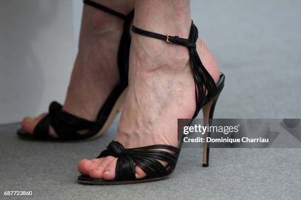 Actress Kirsten Dunst, shoe detail, attends "The Beguiled" photocall during the 70th annual Cannes Film Festival at Palais des Festivals on May 24,...