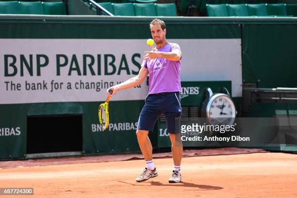 Richard Gasquet during training session of the 2017 French Open at Roland Garros on May 24, 2017 in Paris, France.