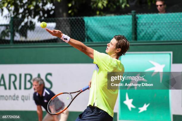 Maxime Janvier during qualifying match of the 2017 French Open at Roland Garros on May 24, 2017 in Paris, France.