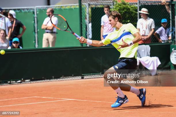 Maxime Janvier during qualifying match of the 2017 French Open at Roland Garros on May 24, 2017 in Paris, France.