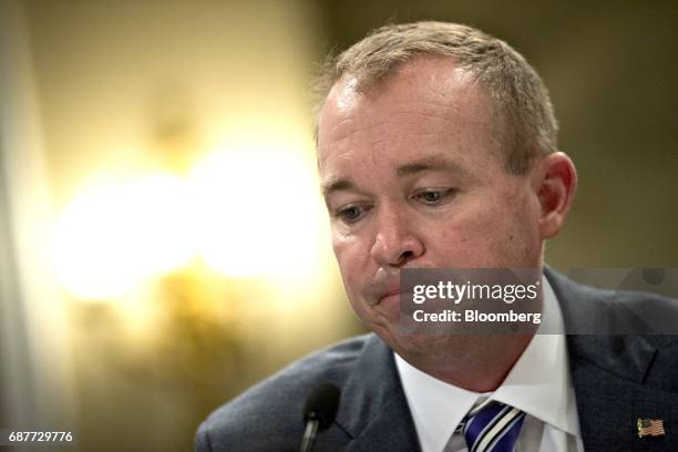 Mick Mulvaney, director of the U.S. Office of Management and Budget , pauses after speaking during a House Budget Committee hearing on U.S. President...