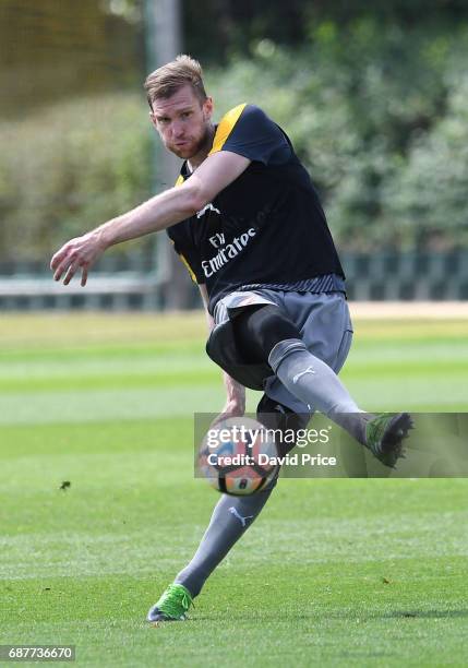 Per Mertesacker of Arsenal during the Arsenal Training Session at London Colney on May 24, 2017 in St Albans, England.