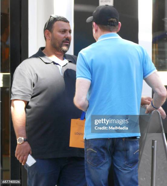 Prince Naseem Hamed is seen out chatting with a friend in Knightsbridge, on May 22, 2017 in London, England.