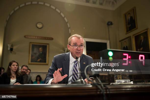 Director of the Office of Management and Budget Mick Mulvaney testifies during a House Budget Committee hearing concerning the Trump administration's...