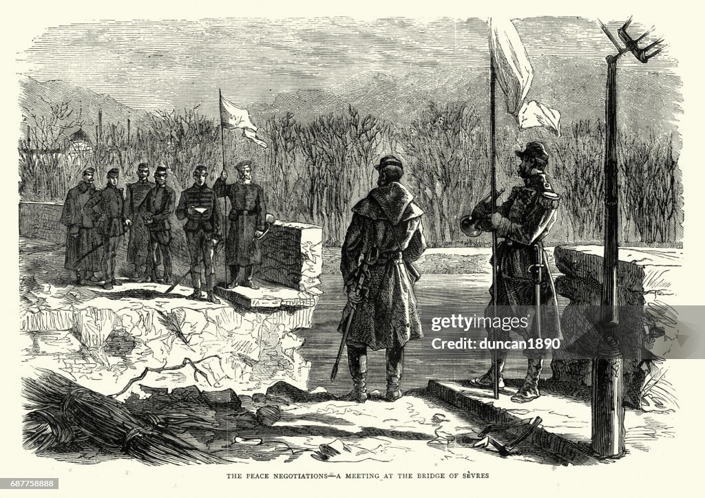 Franco Prussian War Peace negotiations, at the Bridge of Sevres