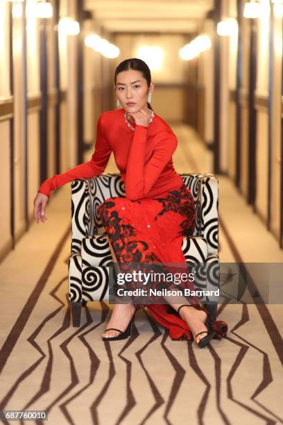 Liu Wen poses before the "The Merciless " screening during the 70th annual Cannes Film Festival at Palais des Festivals on May 24, 2017 in Cannes,...