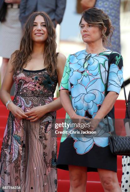Izia Higelin and Kristina Larsen depart after the "Rodin" screening during the 70th annual Cannes Film Festival at Palais des Festivals on May 24,...