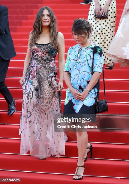 Izia Higelin and Kristina Larsen depart after the "Rodin" screening during the 70th annual Cannes Film Festival at Palais des Festivals on May 24,...