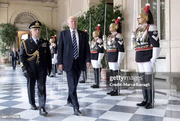 Donald Trump, President of the United States meets Sergio Mattarella, President of the Italian Republic, on May 24, 2017 in Rome, Italy. PHOTOGRAPH...