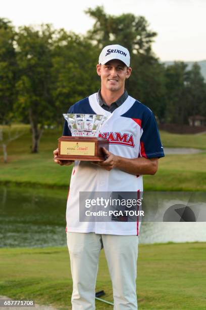 Andrew Putnam holds the trophy during the Panama Claro Championship at Panama Golf Club on Feb. 19, 2017 in Panama City, Panama.