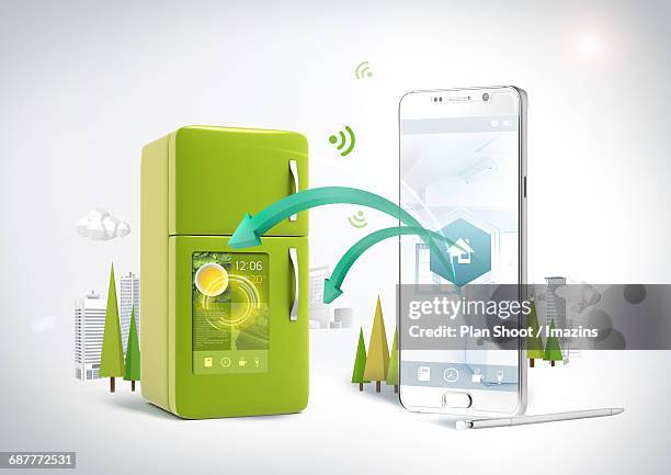 smarthome and object internet - empty fridge stock illustrations