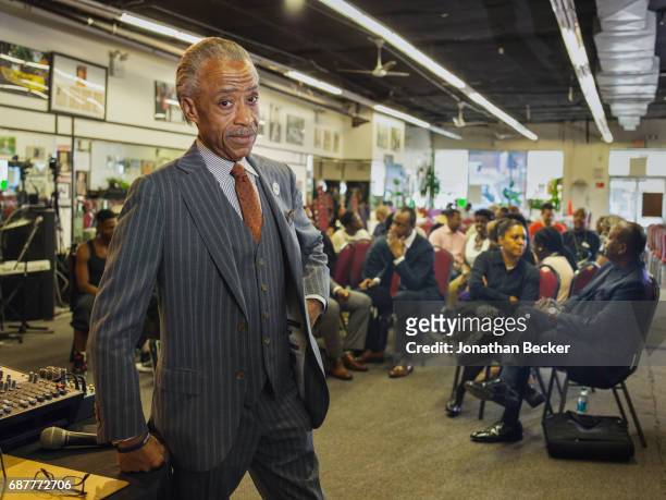 Reverend Al Sharpton is photographed for Vanity Fair Magazine on August 20, 2015 at the National Action Network's House of Justice in Harlem, New...