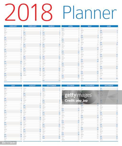 calendar planner 2018 - 2018 calendar stock illustrations