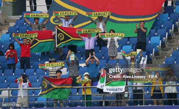 Fans of Vanuatu show their support during the FIFA U-20 World Cup Korea Republic 2017 group B match between Venezuela and Vanuatu at Daejeon World...