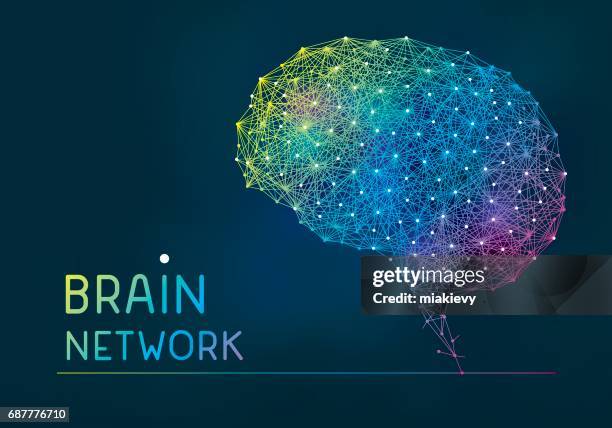 brain abstract network banner - neuron stock illustrations