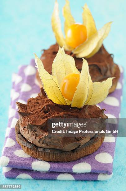 chocolate ganache shotbread cookies - gooseberry cake stock pictures, royalty-free photos & images