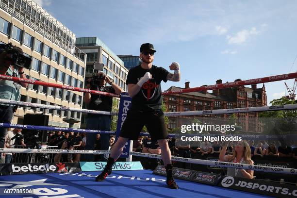 George Groves during a public workout at the Peace Gardens on May 24, 2017 in Sheffield, England. Groves will fight Fedor Chudinov for the Super WBA...