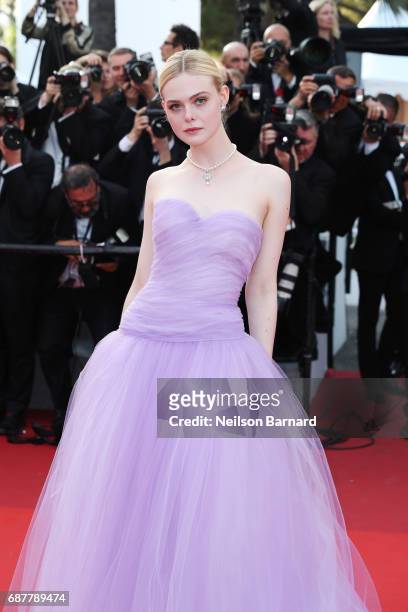 Elle Fanning attends the "The Beguiled" screening during the 70th annual Cannes Film Festival at Palais des Festivals on May 24, 2017 in Cannes,...