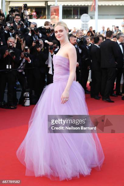 Elle Fanning attends the "The Beguiled" screening during the 70th annual Cannes Film Festival at Palais des Festivals on May 24, 2017 in Cannes,...