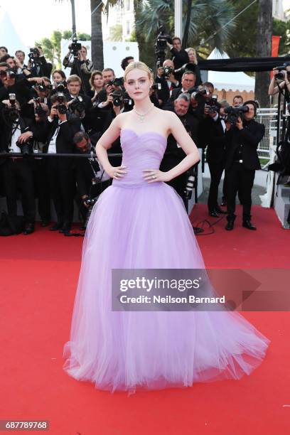 Elle Fanning attends the "The Beguiled" screening during the 70th annual Cannes Film Festival at Palais des Festivals on May 24, 2017 in Cannes,...