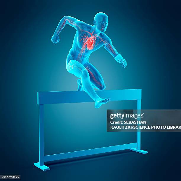 athlete hurdling over hurdle, illustration - hurdle stock illustrations