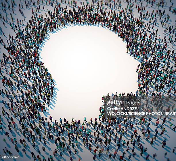 stockillustraties, clipart, cartoons en iconen met human head and human figures - grote groep mensen
