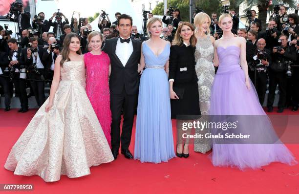 Addison Riecke, Angourie Rice, Colin Farrell, Kirsten Dunst, director Sofia Coppola, Nicole Kidman and Elle Fanning attend the "The Beguiled"...