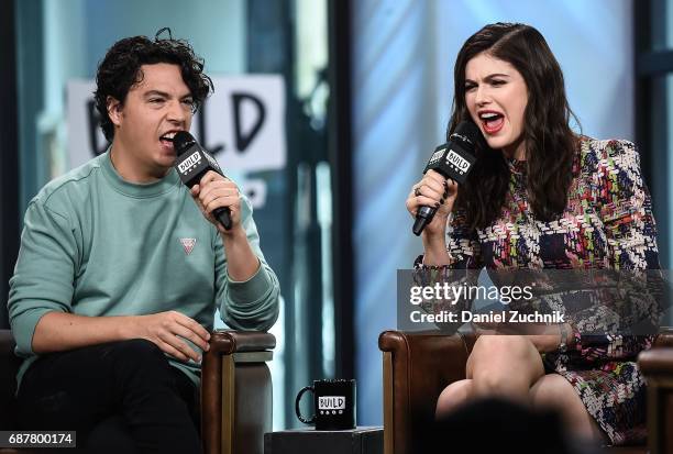 Jon Bass and Alexandra Daddario attend the Build Series to discuss the new film 'Baywatch' at Build Studio on May 24, 2017 in New York City.
