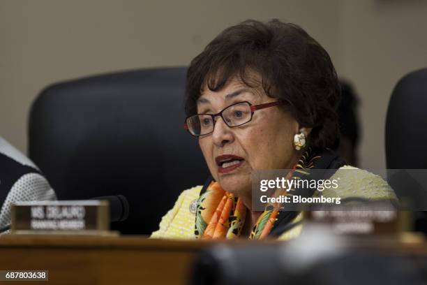 Representative Nita Lowey, a Democrat from New York, questions Betsy DeVos, U.S. Secretary of education, not pictured, during a House Appropriations...