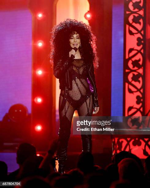 Actress/singer Cher performs during the 2017 Billboard Music Awards at T-Mobile Arena on May 21, 2017 in Las Vegas, Nevada.