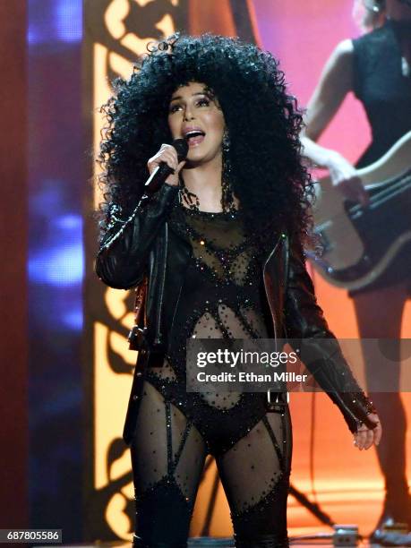 Actress/singer Cher performs during the 2017 Billboard Music Awards at T-Mobile Arena on May 21, 2017 in Las Vegas, Nevada.