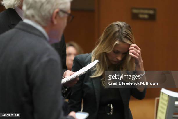 Model Dani Mathers attends a hearing at Clara Shortridge Foltz Criminal Justice Center on May 24, 2017 in Los Angeles, California. Mathers is facing...