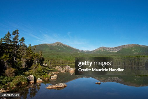 Mount Katahdin with Sandy Stream Pond in Baxter State Park, Maine. Mount Katahdin with Sandy Stream Pond in Baxter State Park, Maine.