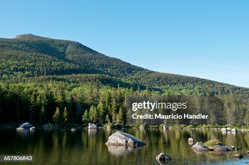 Mount Katahdin and Sandy Stream Pond in Baxter State Park, Maine. Mount Katahdin and Sandy Stream Pond in Baxter State Park, Maine.