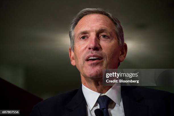 Howard Schultz, chairman and founder of Starbucks Corp., speaks during a conference at the Economic Club of New York in New York, U.S., on Wednesday,...